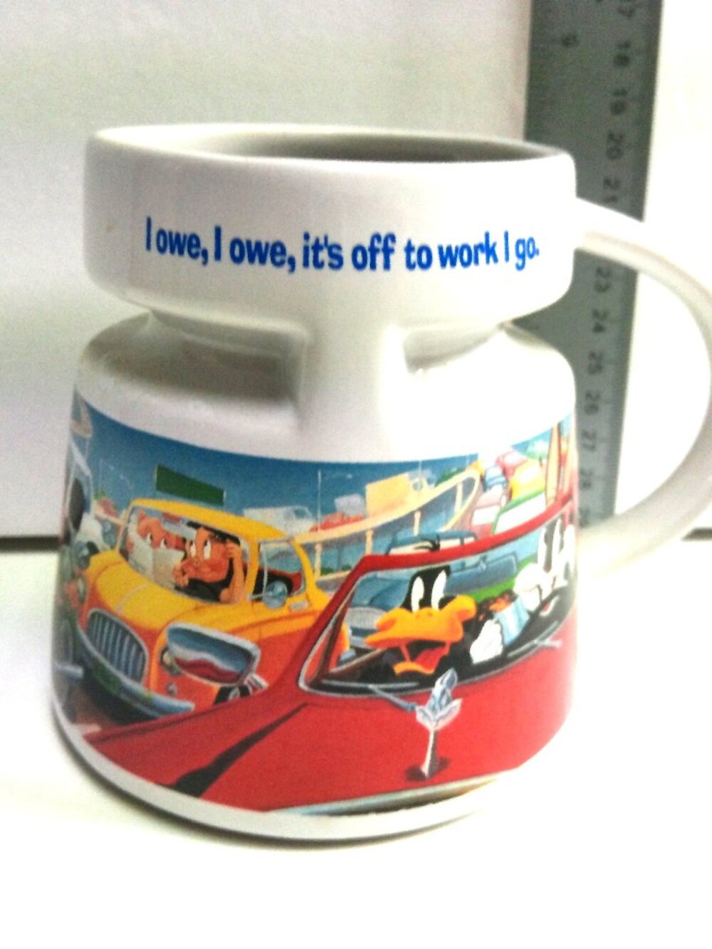 Travel Mug w/ Lid I Owe, I Owe, It's Off to Work I Go 20 Oz. 1995 Warner Bros.